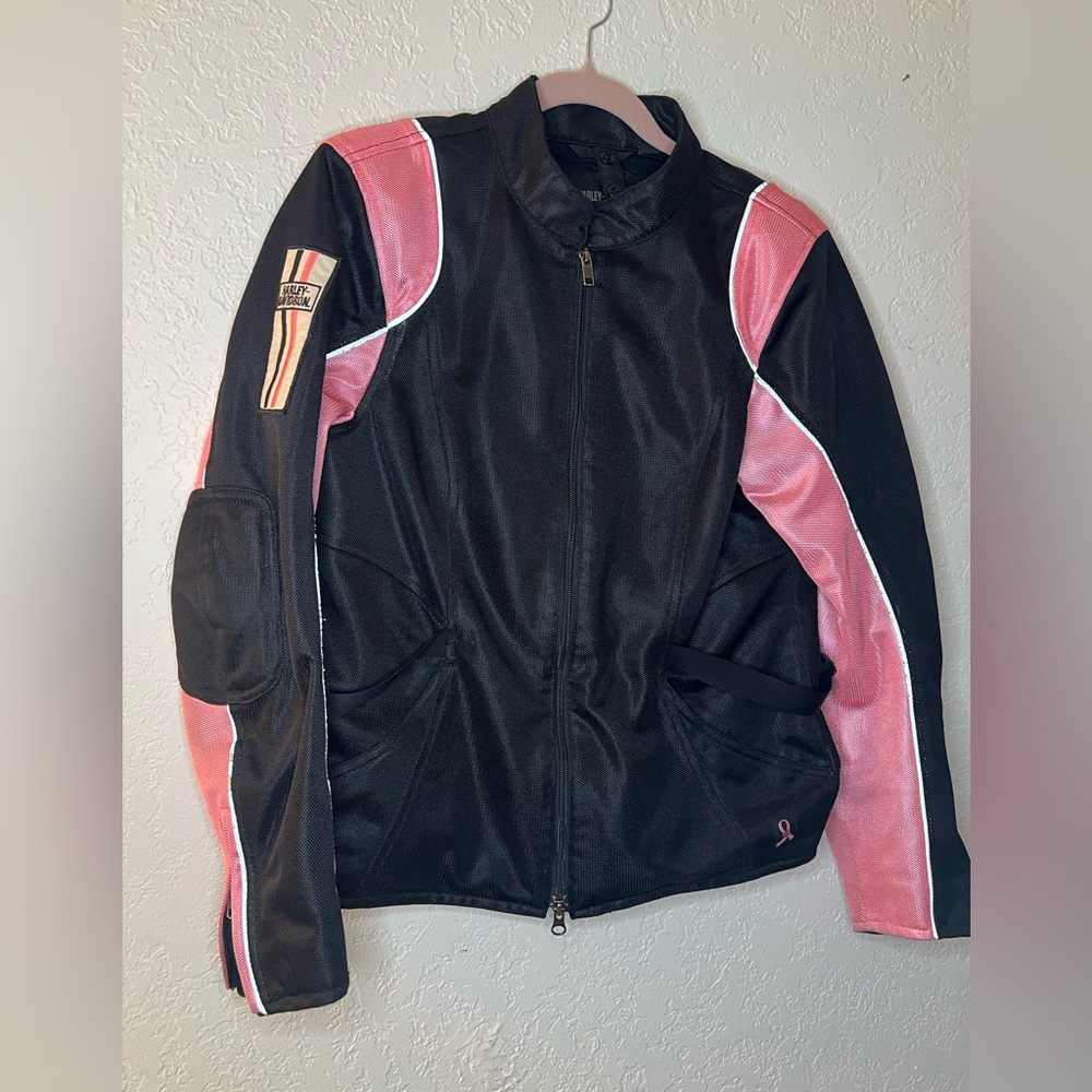 Harley Davidson Women's Black and Pink Jacket